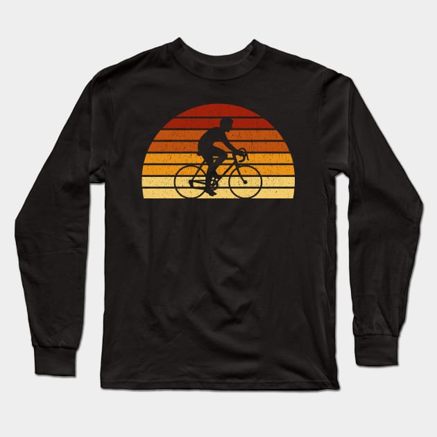 Vintage Sunset Cycling Gift For Racing Cyclists Long Sleeve T-Shirt by OceanRadar